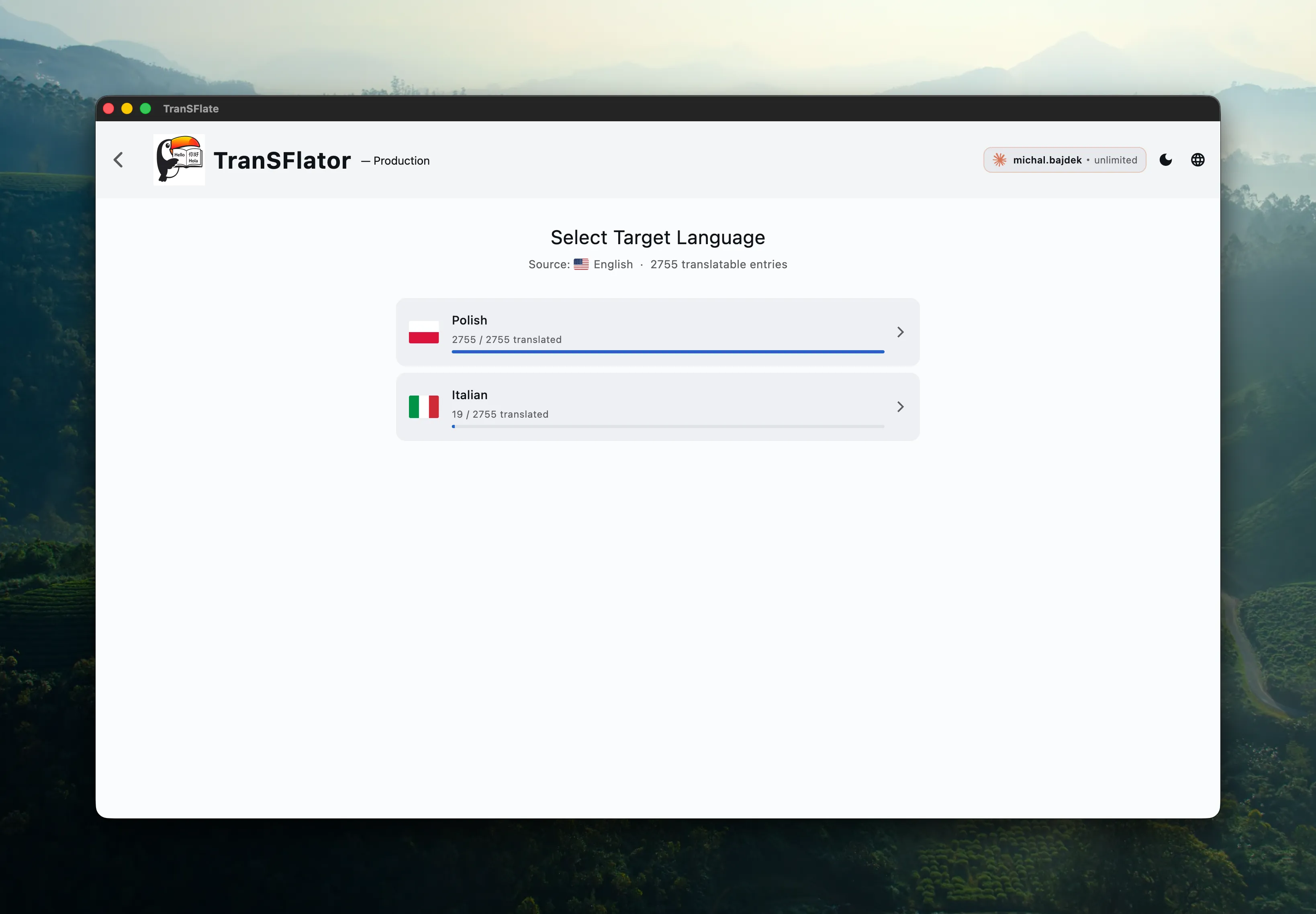 Select target language