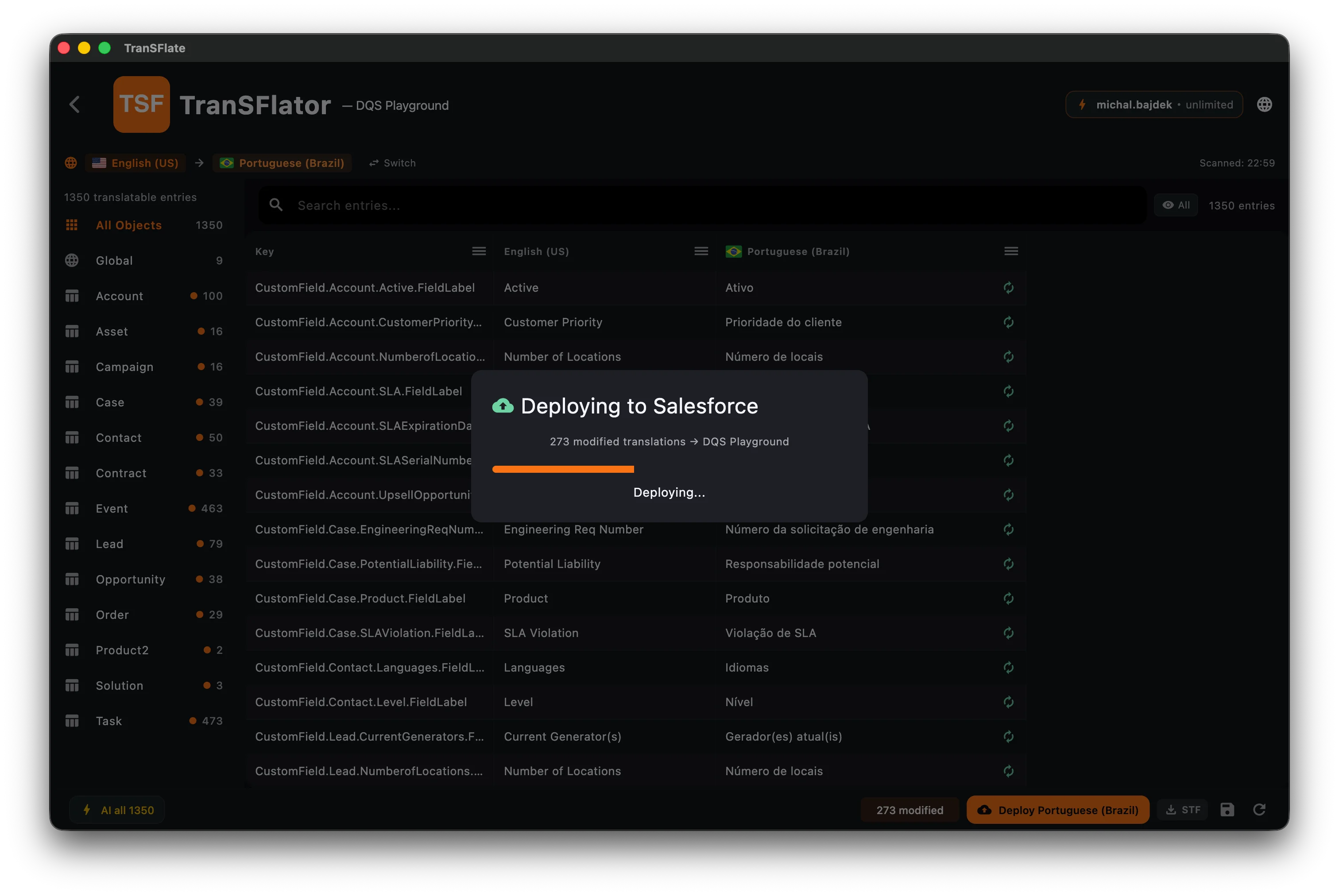 Deploying translations to Salesforce