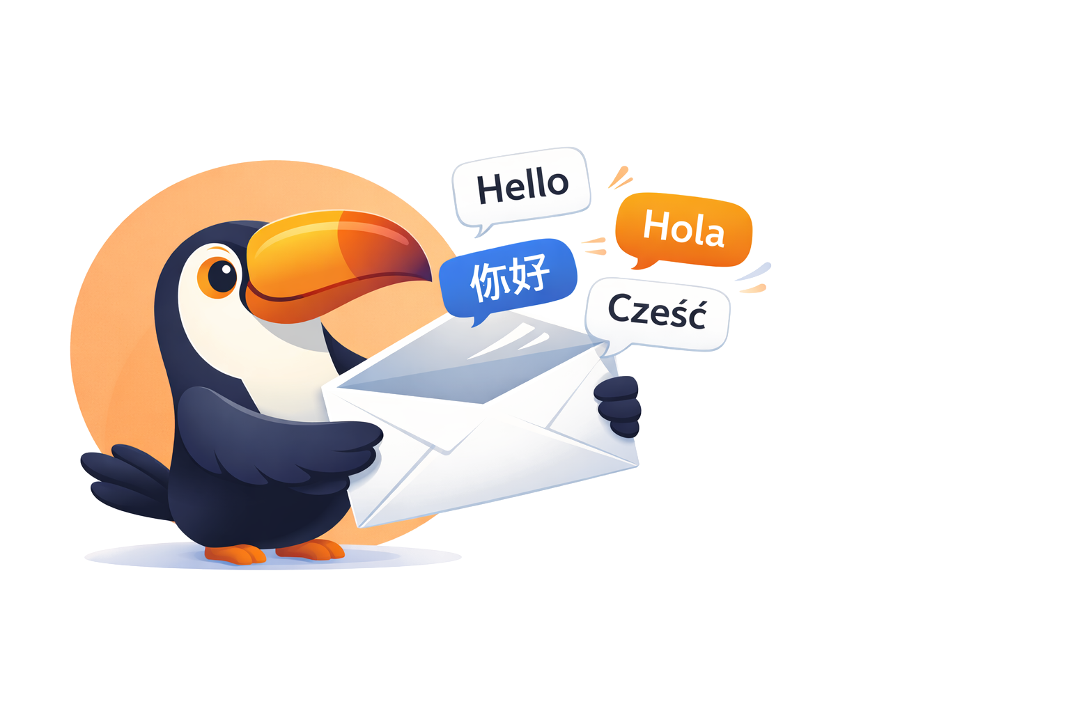 Toucan delivering an envelope